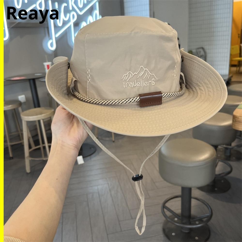 หมวกกันแดด REAYA, หมวกกันแดดผ้าฝ้ายฤดูร้อน, หมวกชาวประมงปีกกว้างแบบพับได้ป้องกันรังสียูวี