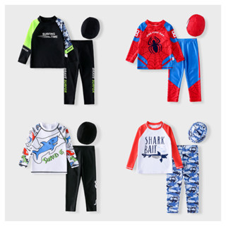 [3-13 ปี] เวอร์ชั่นเกาหลีชุดว่ายน้ําเด็กชายแยกกางเกงขายาวแขน…