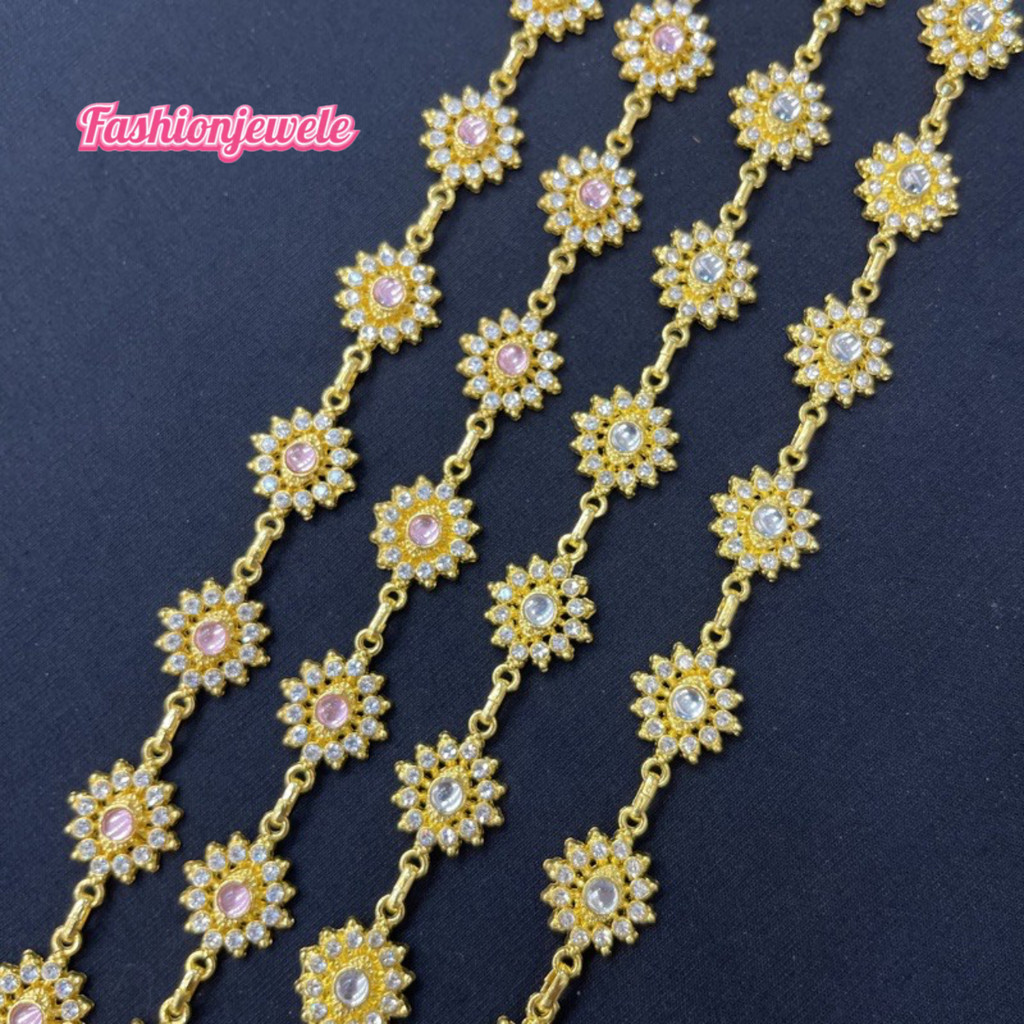 Fashion jewele สร้อยสังวาลย์  ชุดไทย  ประดับ เพชรพลอย เพชร สีทอง พร้อมส่ง