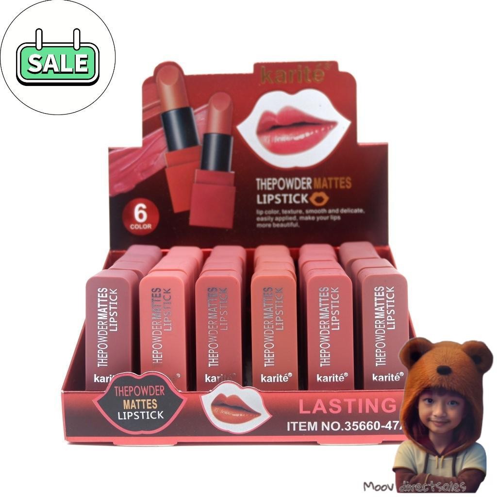 (แบ่งขาย 1ชุด 6 ชิ้น)Karite ThepowderMatte Color Lipstick ลิปสติกเนื้อแมทต์ เนียนนุ่ม สีสันสดใส ติดท