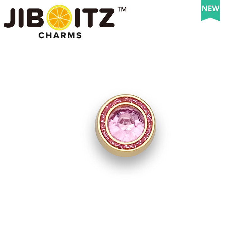 JIBBITZ cross charms ตัวติดรองเท้า โซ่เพชรดอกไม้สีชมพู ตัวติดรองเท้า cross