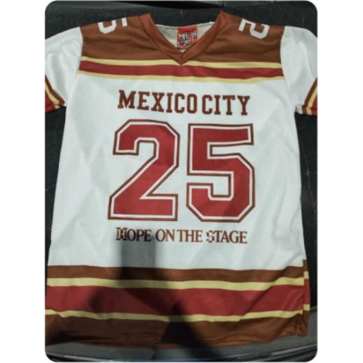 MEXICO CITY Summer Striped Vneck Short Sleeve Casual 25# Jersey