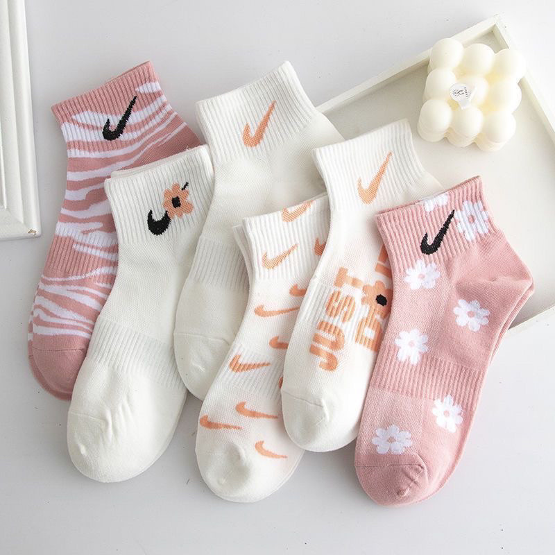 ถุงเท้าผู้หญิงผ้าฝ้ายฤดูร้อนกีฬาถุงเท้าดอกซากุระยาวสไตล์วิทยาเขตกลางหลอด อิน สไตล์นักเรียนสีชมพู