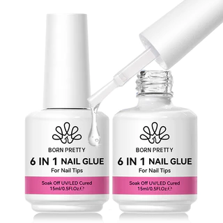 【Local】BORN PRETTY 6 In 1 เล็บกาวกดบนเล็บกาว Blooms เจลเสริมสร้างฐานขยาย Top Coat Function เคลือบเงา 15ml
