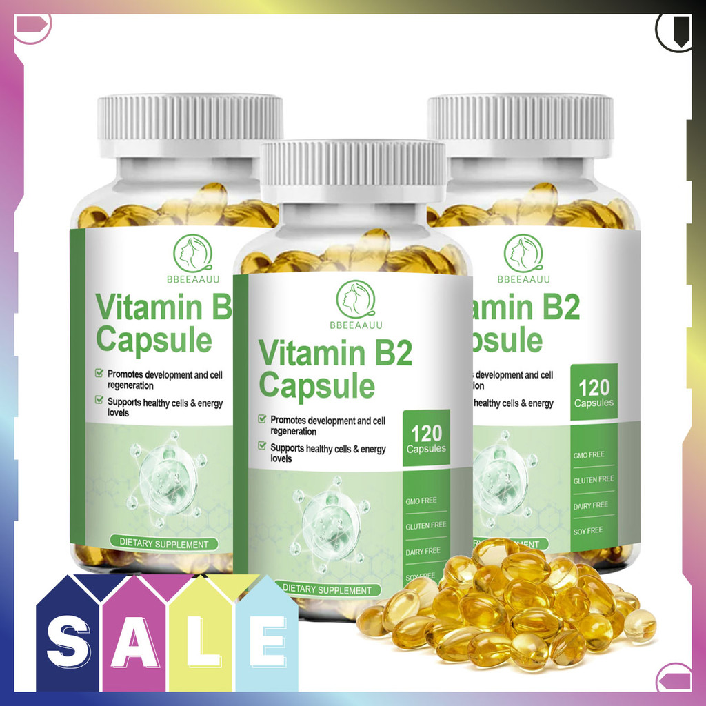 BBEEAAUU Vitamin B2 Capsule รองรับสุขภาพผิว เล็บ และการมองเห็น ส่งเสริมการสร้างเซลล์ใหม่