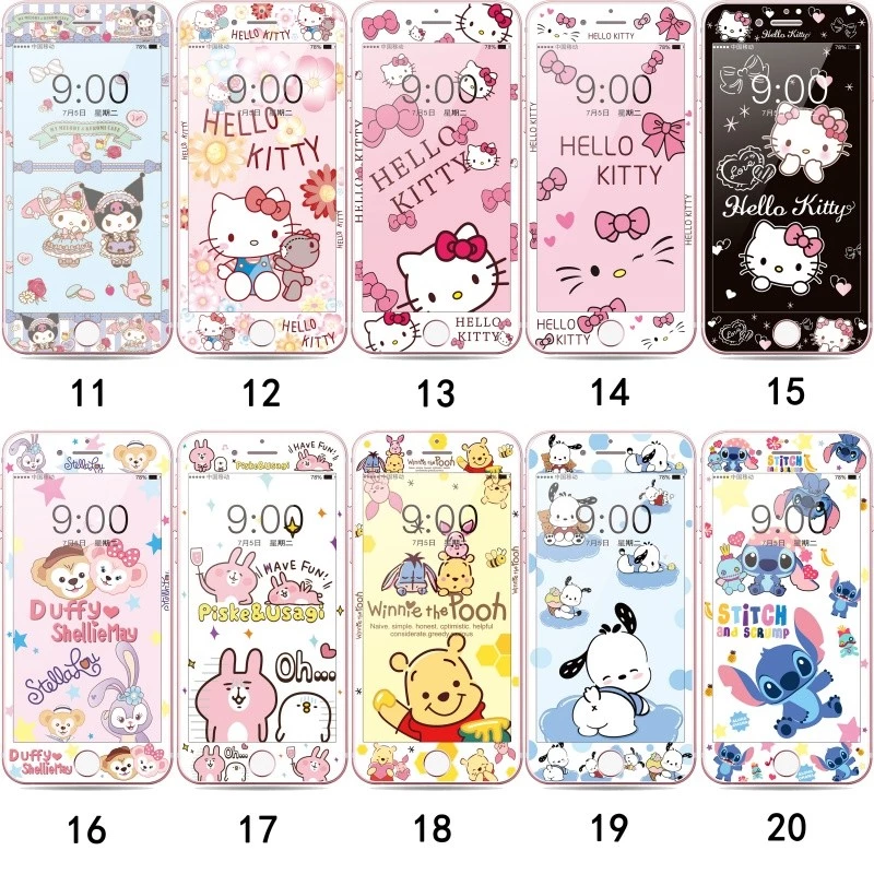 3dการ์ตูนfull Coverageกระจกนิรภัยป้องกันหน้าจอสําหรับIphone 4 4s 5 5s se 6 6s 7 8 plus se2 se3