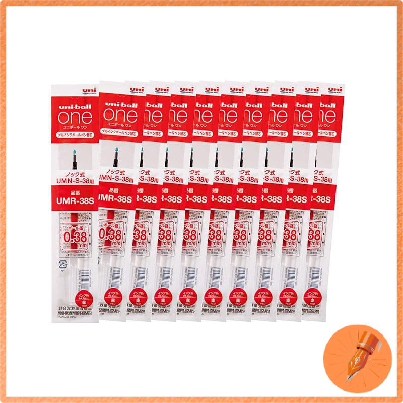 Mitsubishi Pencil Gel Ballpoint Pen Refill Uniball One 0.38mm Red, 10 pieces, Box UMR38S.15.