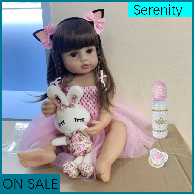 Serenity ตุ๊กตาเด็กทารกแรกเกิด เด็กวัยหัดเดิน แบบซิลิโคนนิ่ม ขนาดจริง 55 ซม.