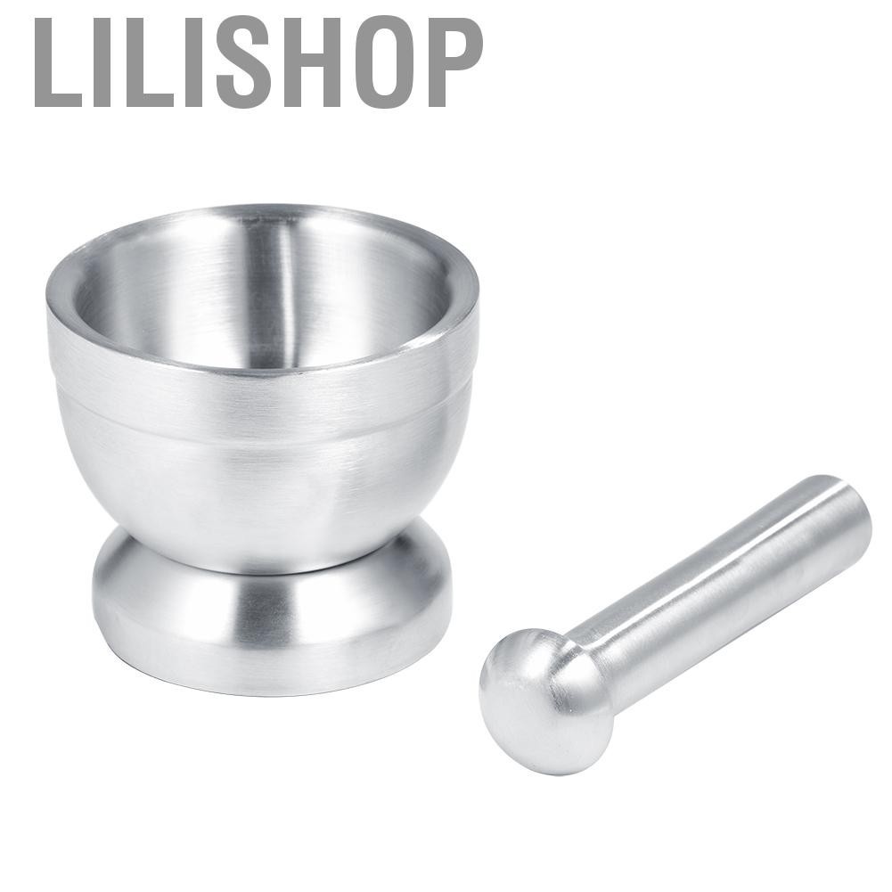 Lilishop Stainless Steel Mortar&amp;Pestle Mixing Grinding Bowl Set Kitchen Garlic Grinder JJ