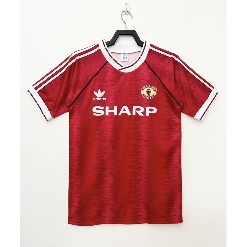 เสื้อกีฬาแขนสั้น ลายทีมชาติฟุตบอล Manchester United 1990-92 ชุดเหย้า สไตล์เรโทร คุณภาพสูง แห้งเร็ว เหมาะกับใส่ฝึกซ้อมฟุตบอล AAA+