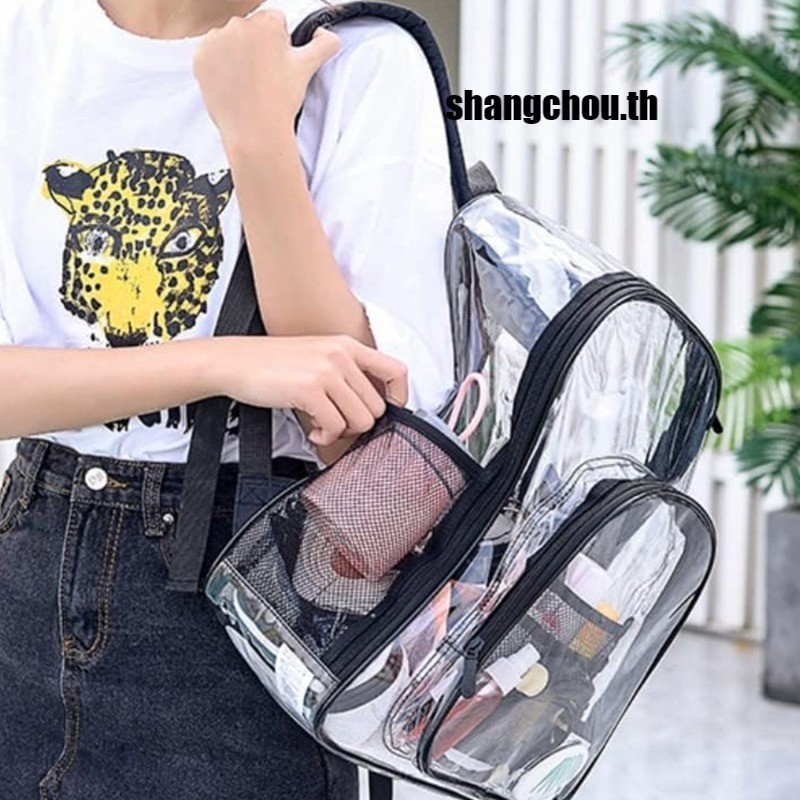 (shangchou.th) กระเป๋าเป้สะพายหลัง PVC แบบใส เหมาะกับการเดินทาง สําหรับโรงเรียน ทํางาน สนามกีฬา
