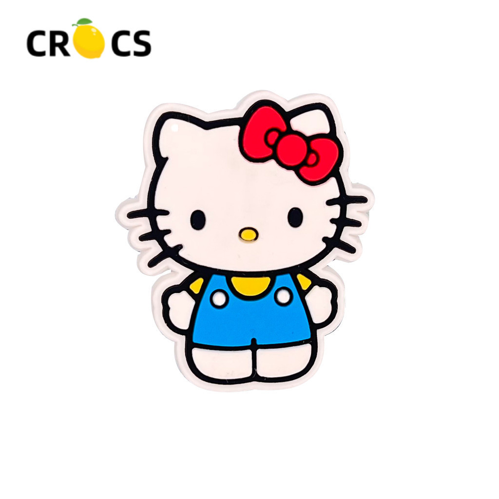 ใหม่ ตัวติดรองเท้า Crocs รูปการ์ตูนแมว ดอกไม้ แต่งหัวเข็มขัด อุปกรณ์เสริม สําหรับตกแต่งรองเท้า