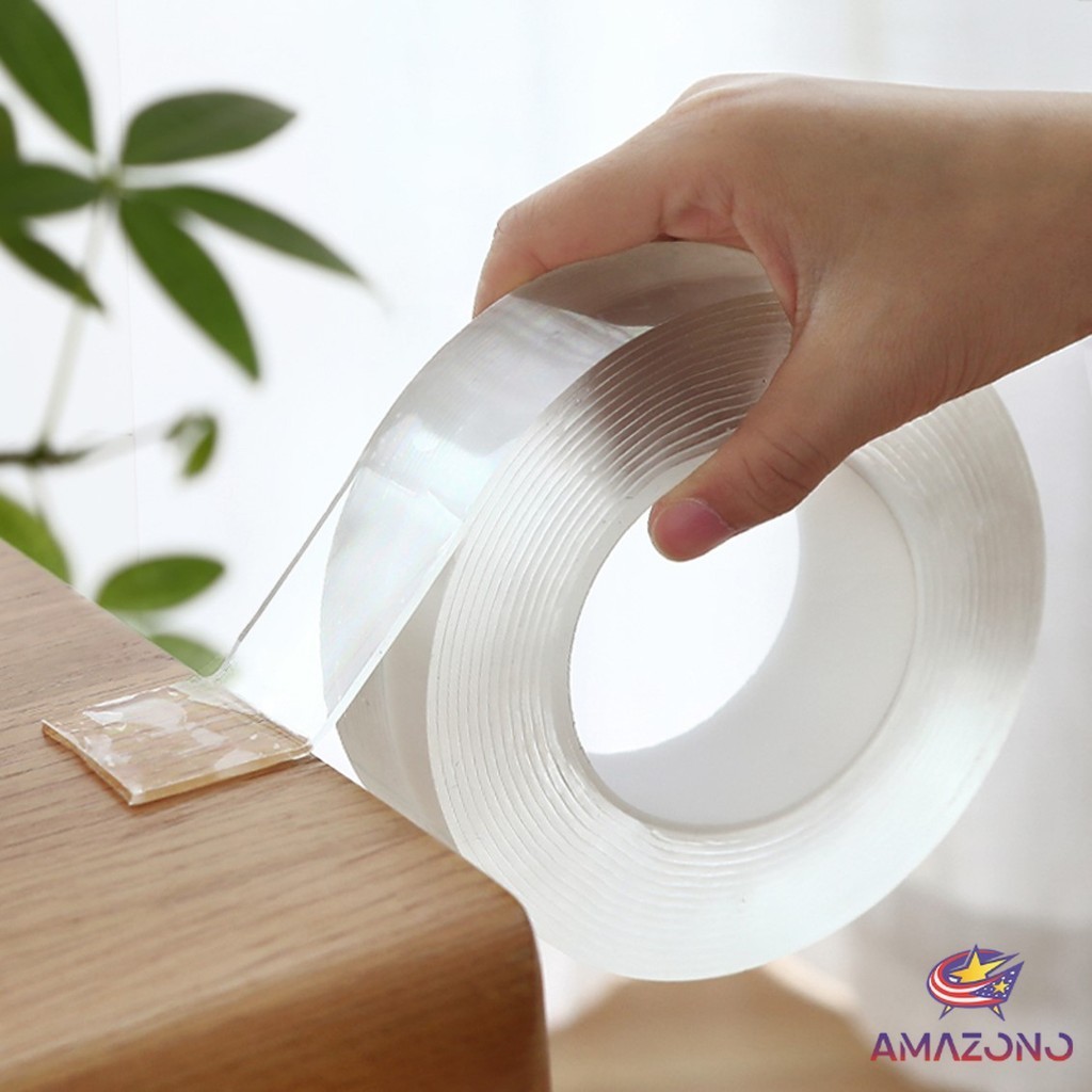 Amaz กาวสองหน้า เทปกาว ทำความสะอาดและนำมาใช้ใหม่ได้ มี 2 ขนาดให้ เลือก Double Side Adhesive Tape