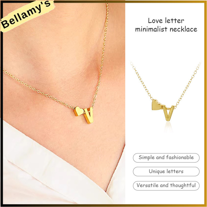 ❤️ สร้อยคอตัวอักษร, สร้อยคอสั้นสร้างสรรค์เรียบง่ายหัวใจแฟชั่น, สร้อยคอสั้นอเนกประสงค์ Collarbone Cha