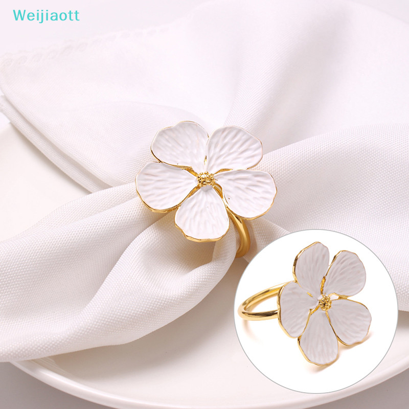 【Weijiaott】แหวนรัดผ้าเช็ดปาก ลายดอกไม้ 5 กลีบ【AO】