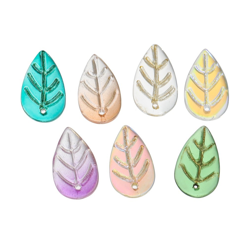 St. kunkka 10-30 ชิ ้ นจี ้ แก ้ วโปร ่ งใสสี Leaf Frosted ผมหางม ้ าดอกไม ้ ลูกปัดสําหรับ DIY สร ้ อยข ้ อมือสร ้ อยคอจี ้ ทํา