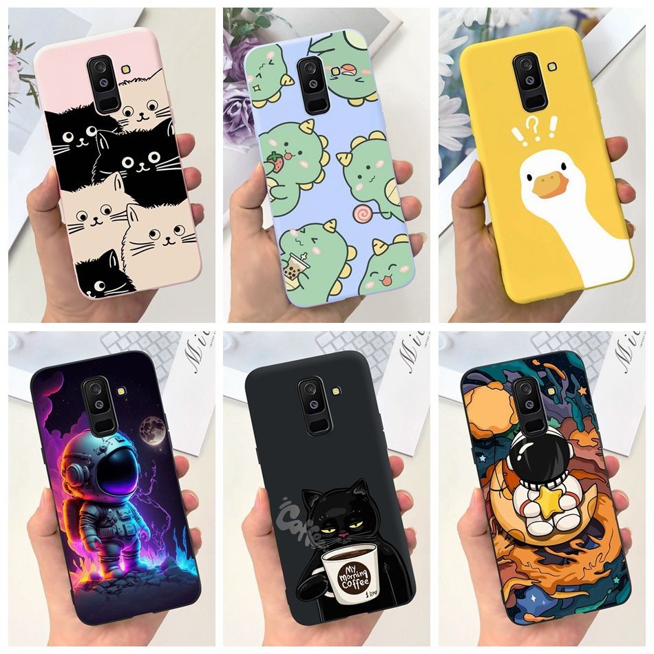 เคสโทรศัพท์ซิลิโคน TPU แบบนิ่ม ลายการ์ตูนนักบินอวกาศ และแมวน่ารัก สําหรับ Samsung Galaxy J8 2018 J810F J810G J810Y On8 SM-J810