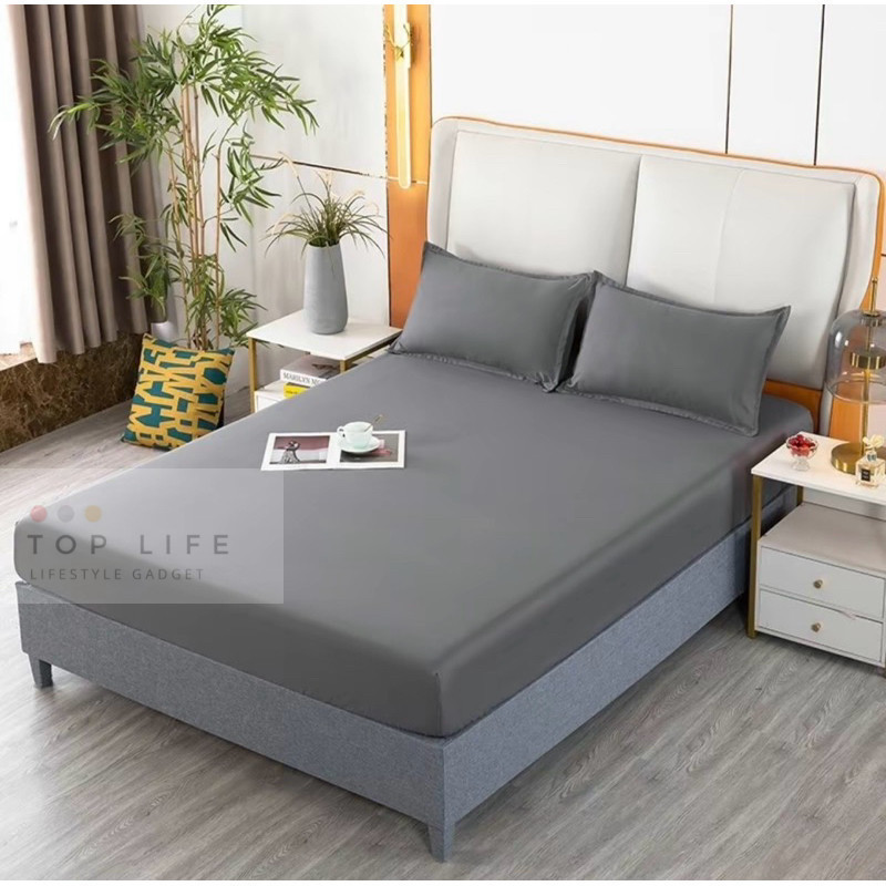 พรีเมี่ยมผ้าฝ้าย BEDSHEET FITTED BEDSHEET PLAIN BEDSHEET SINGLE SUPER SINGLE QUEEN KING CADAR CADAR 