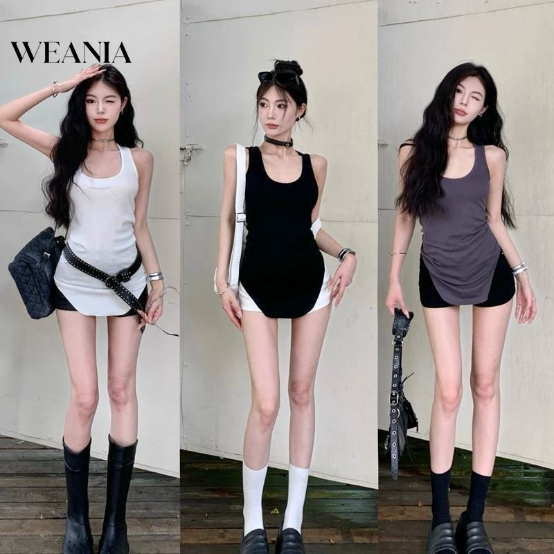 Weania เสื้อกล้าม คอยู ยาว ทรงไม่สมมาตร สําหรับผู้หญิง