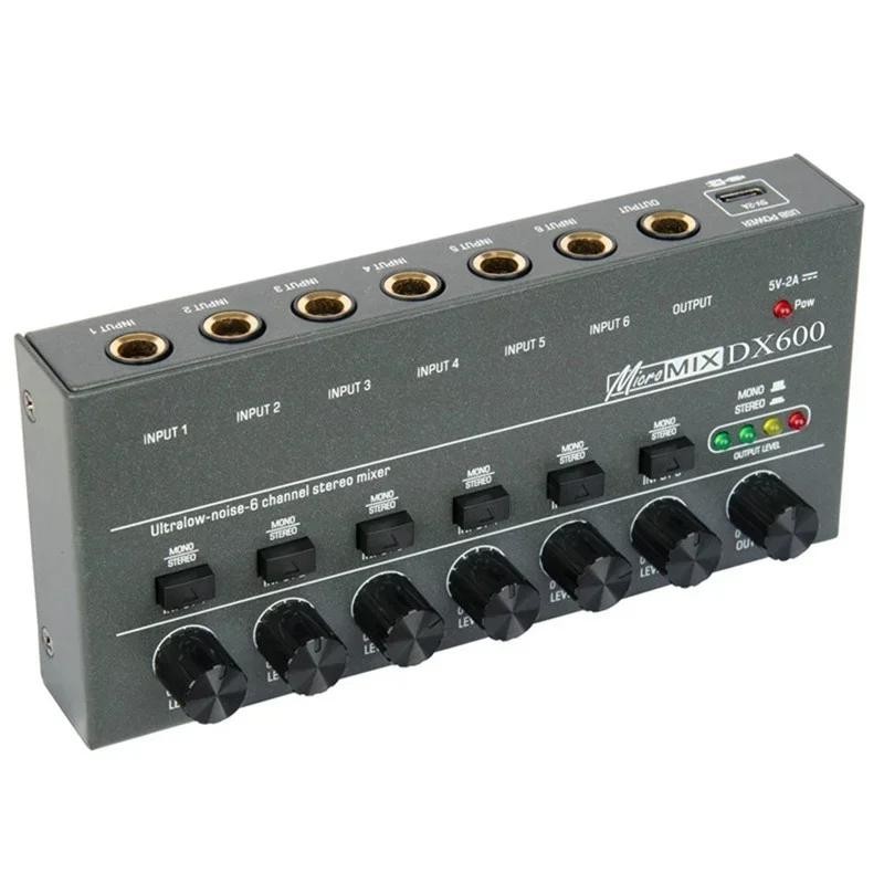 อัพเกรด DX400/600/800 Ultra Low Noise 4/6/8 Channel Line Mixer Mini Sound Mixer แหล่งจ่ายไฟ DC5V Eas