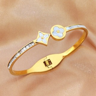 แฟชั่น Four-Leaf Clover สีขาว Fritillary Diamond-Studded สาว…