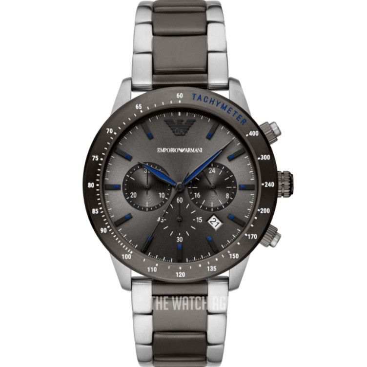 Emporio Armani Men 's Chronograph Date Bracelet Strap Watch, Black/Silver AR11391 AR11241 AR11521 43 มม .
