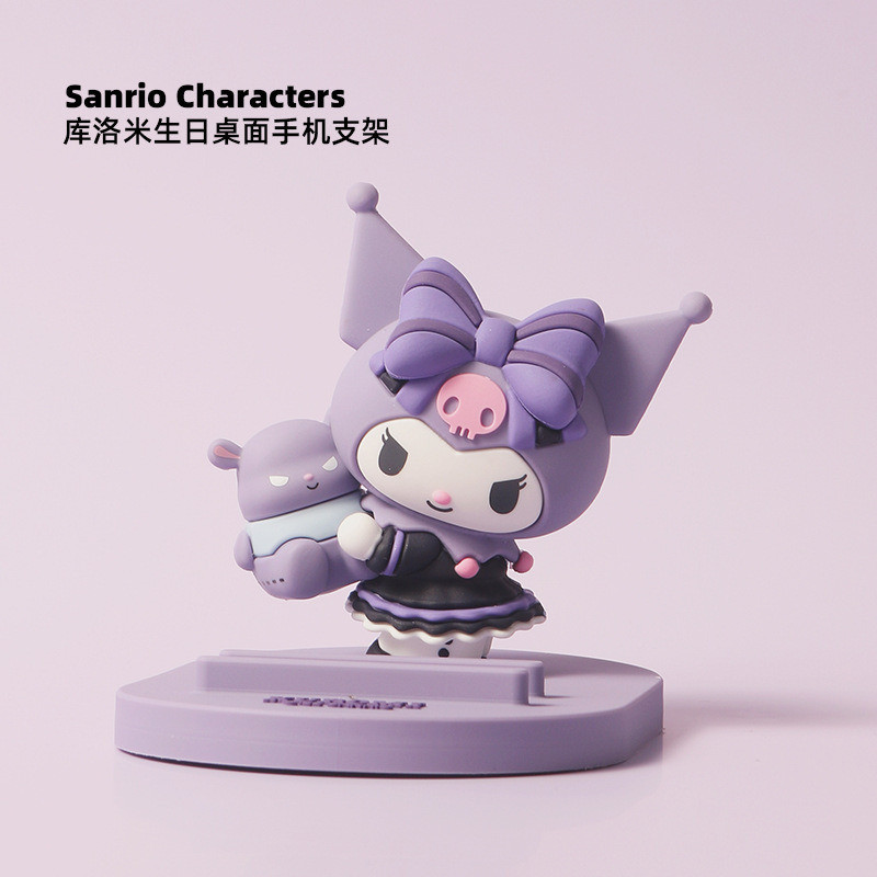 SANRIO ซานริโอ คุโรมิ โปชาโค เดสก์ท็อป 三维 ที่วางโทรศัพท์มือถือตกแต่งนักเรียนการ์ตูนน่ารักละครไล่สิ่งประดิษฐ์สองเกียร์เปิด