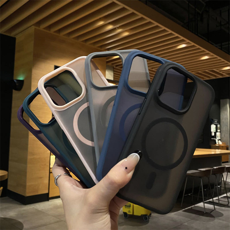 พร ้ อมเลนส ์ ป ้ องกันคุณภาพสูงแม ่ เหล ็ กชาร ์ จโทรศัพท ์ สําหรับiPhone 15 11 12 13 14 Pro Max Ultra Thin Matte CLEARกันกระแทกปลอกซิลิโคนปกแข ็ ง
