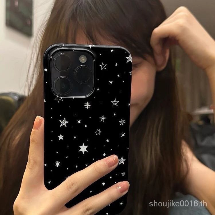 Black Night Star Art iPhone15PRO เคสโทรศัพท ์ 14 เหมาะสําหรับ 15/12 Apple 11 ขอบตรง xr ซิลิโคน xs Soft Jelly Case 8CYX