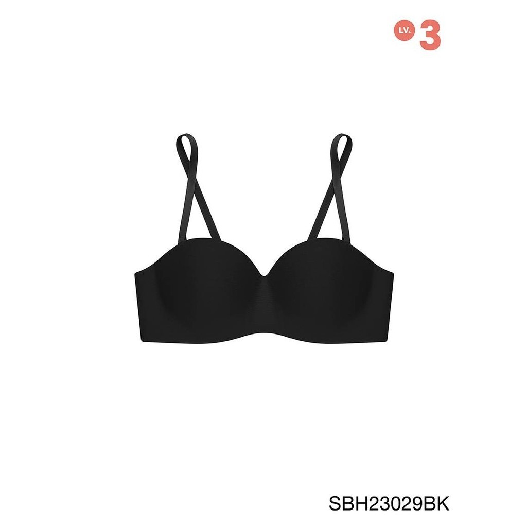 Sabina เสื้อชั้นใน Invisible Wire (ไม่มีโครง) Body Bra The Series (เกาะอก) รุ่น Soft Doomm รหัส SBH23029BK สีดำ