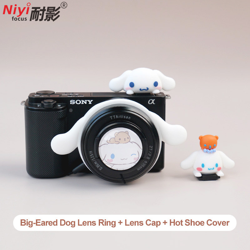 การ์ตูนน่ารัก Soft TPU ฝาครอบรองเท้าร้อนฝาครอบเลนส์ฝาครอบ Kitty hotshoe แหวนซิลิโคนน่ารักหูใหญ่สุนัข