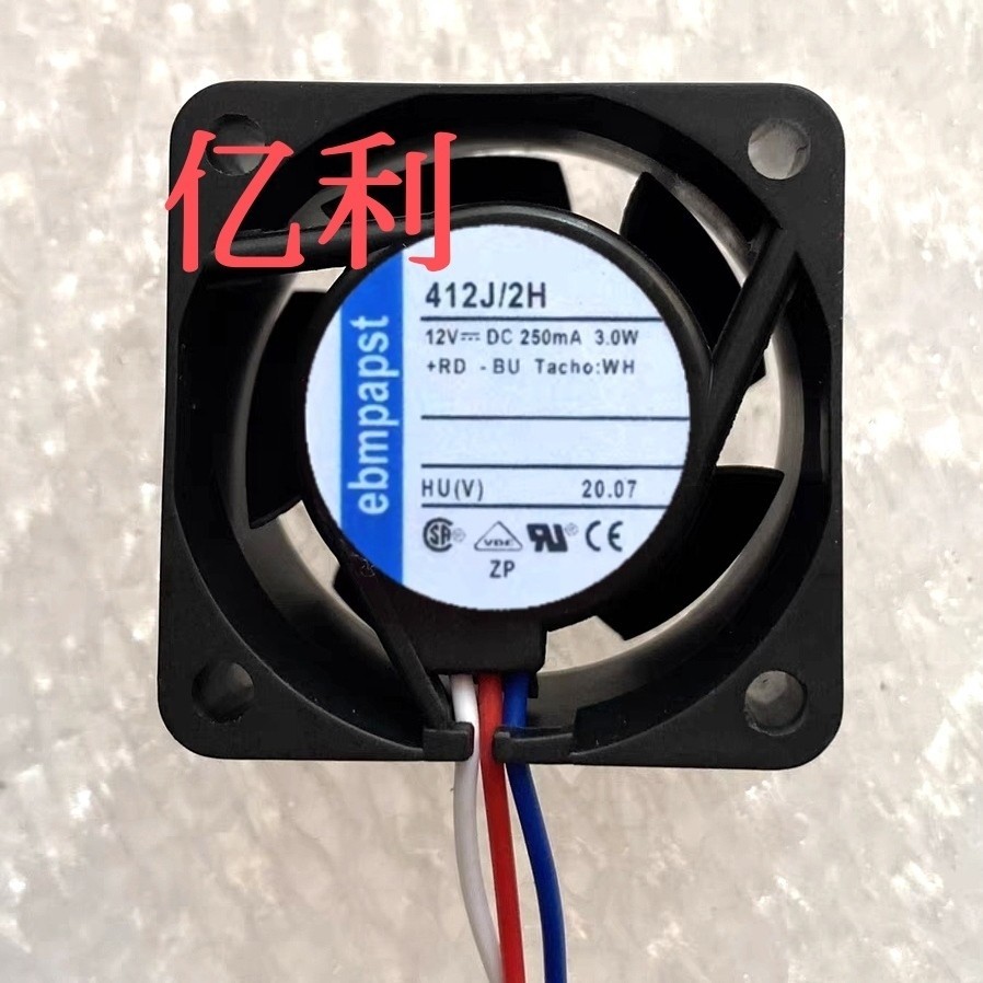 Ebmpapst 412J/2H 12V 250mA 3.0 W 4025 4CM 3 สายอินเวอร์เตอร์พัดลมระบายความร้อน
