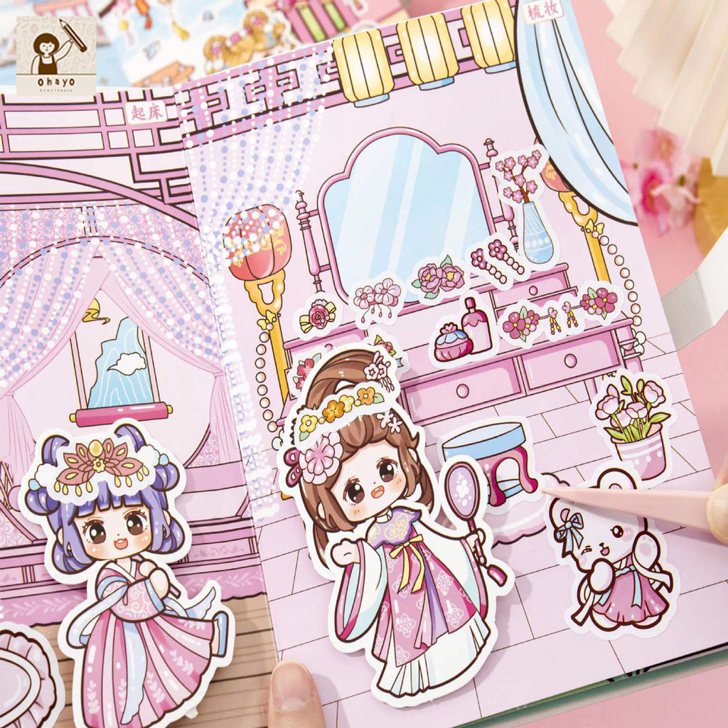 Ohayo หนังสือแต่งตัวตุ๊กตา แบบสร้างสรรค์ เสียงเงียบ DIY ของเล่นสําหรับเด็ก กระดาษแฮนด์เมด