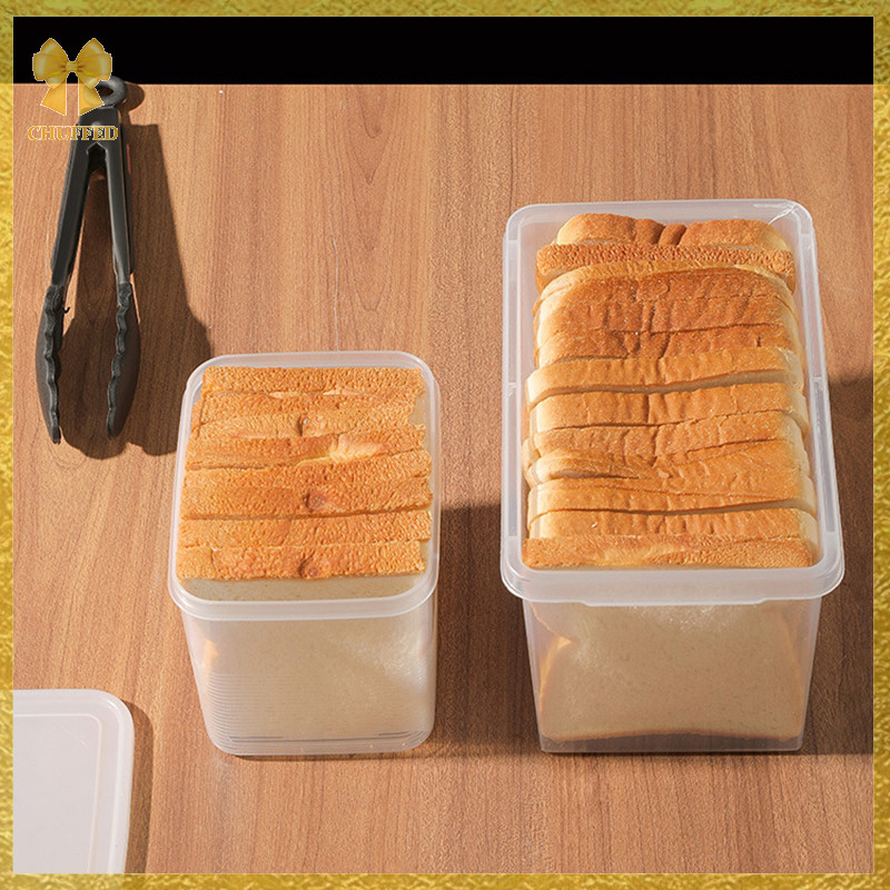 Chuffed> ขนมปังคอนเทนเนอร์กล่องเก็บตู้พร้อมฝาครอบกรณีขนมปังปิ้งเค้กแซนวิชคอนเทนเนอร์ Airtight กล่องขนมปัง Crisper กล่องบ้านเครื่องมือใหม่