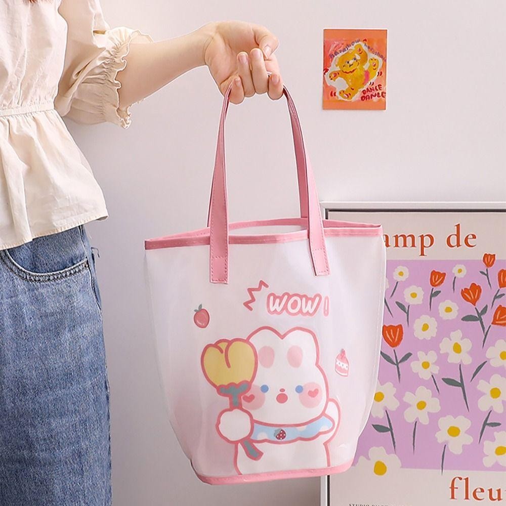 HOBBYIN กระเป๋าช้อปปิ้ง HOBBYIN Totes, กระเป๋าถือ PVC ความจุขนาดใหญ่, กระเป๋าสะพายข้าง Organiser กันน้ํา