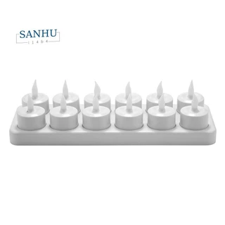 【sanhui14b4 】 ไฟเทียนไฟฟ ้ า LED แบบชาร ์ จไฟได ้ ชุดปลั ๊ ก US 12,White