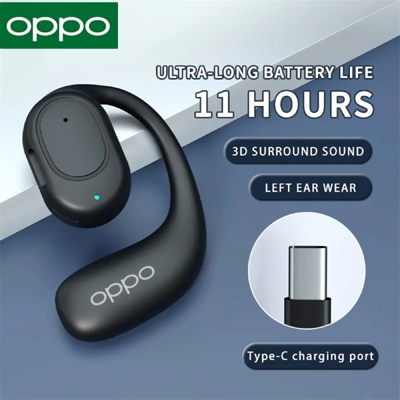 【 พร ้ อมสต ็ อก 】 1PCS OPPO หูฟังธุรกิจบลูทูธ 5.4 หูฟังแบบหนีบหูหูฟัง BT สแตนด ์ บายนานกีฬาหูฟังไร ้ สายชุดหูฟังสเตอริโอไฮไฟ Unisex