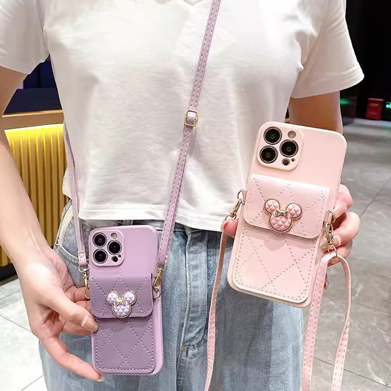 สำหรับ Samsung Galaxy S25 edge S24 S23 S21 S20 FE S10 Note 8 9 10 20 Ultra Note10 Lite Note10 Plus กระเป๋าสตางค์การ์ตูนที่วางขาตั้งสายคล้องโทรศัพท์นุ่มเคสโทรศัพท์ฝาหลังเคส