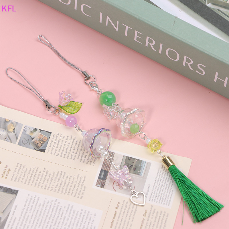 (KFL) Y2k Aesthetic Jellyfish Phone Lanyard Lily Of The Valley sel สายคล้องโทรศัพท์ Fairy ลูกปัดโทรศัพท์มือถือ Keycord ขายร้อน