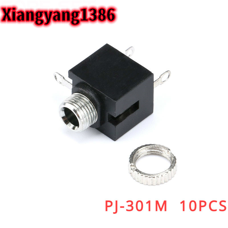 10pcs 3.5MM แจ็คสเตอริโอซ็อกเก็ตเสียงแจ็คเชื่อมต่อ PCB ด้าย/PJ-301M ซ็อกเก็ตเสียง