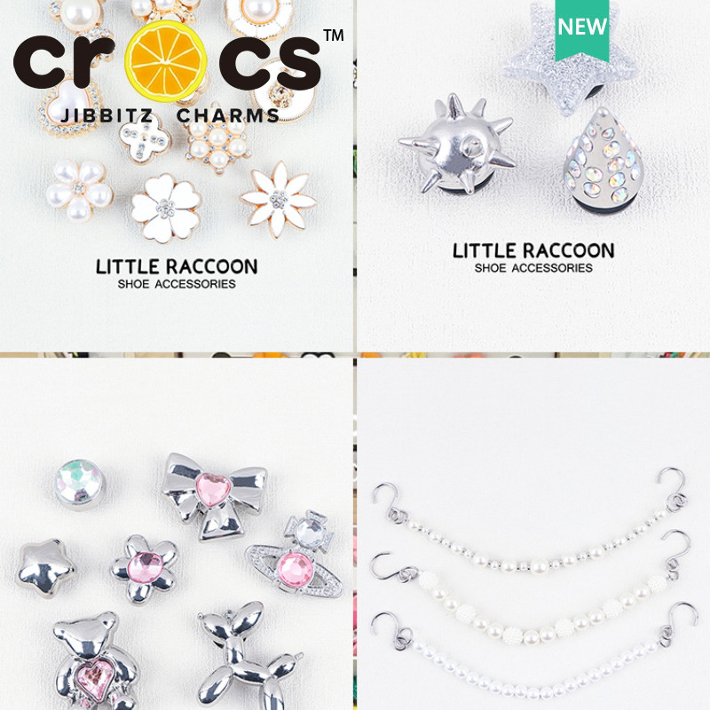 โลหะ jibbitz crocs แท้ กระดุมรองเท้า charms หัวใจโบว ์ High-End Rhinestone รองเท ้ าหัวเข ็ มขัดหมีอุปกรณ ์ เสริมแฟชั ่ นรองเท ้ าอุปกรณ ์ เสริม