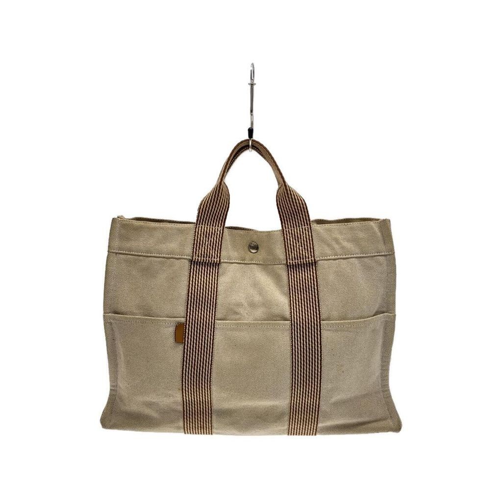 HERMES Tote Bag Canvas Beige Direct from Japan Secondhand