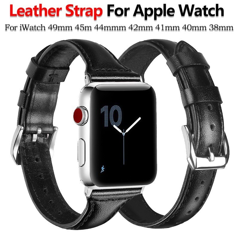หรูหราสายหนังสําหรับ Apple Watch Ultra2 49 มม.Series 9 8 7 6 5 4 SE 3 iWatch 38 มม.42 มม.40 มม.44 มม.41 มม.45 มม .
