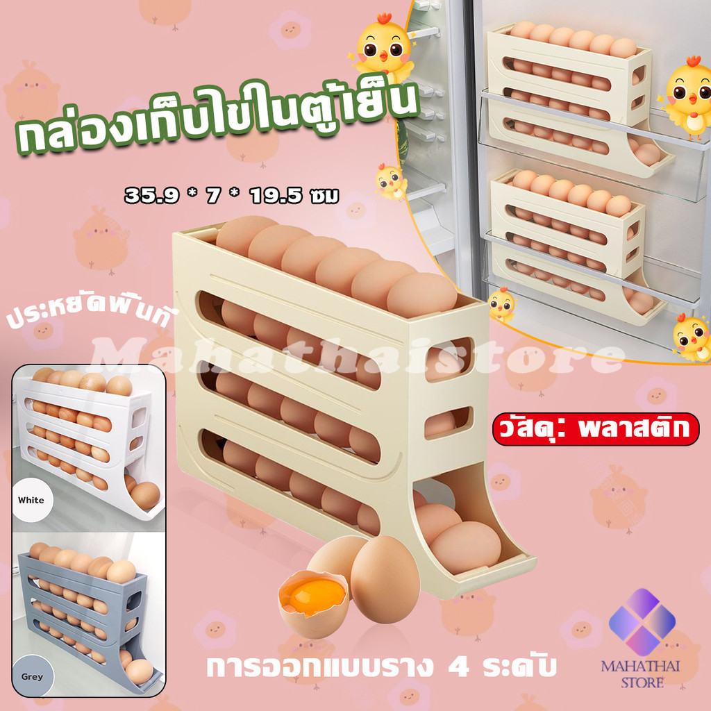 Mahathai กล่องเก็บไข่ในตู้เย็น ความจุขนาดใหญ่ Egg Holder