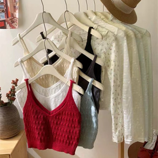 [ มีสินค ้ าในสต ็ อก ] เสื ้ อกล ้ ามครอปสไตล ์ หวานคอวีเสื…