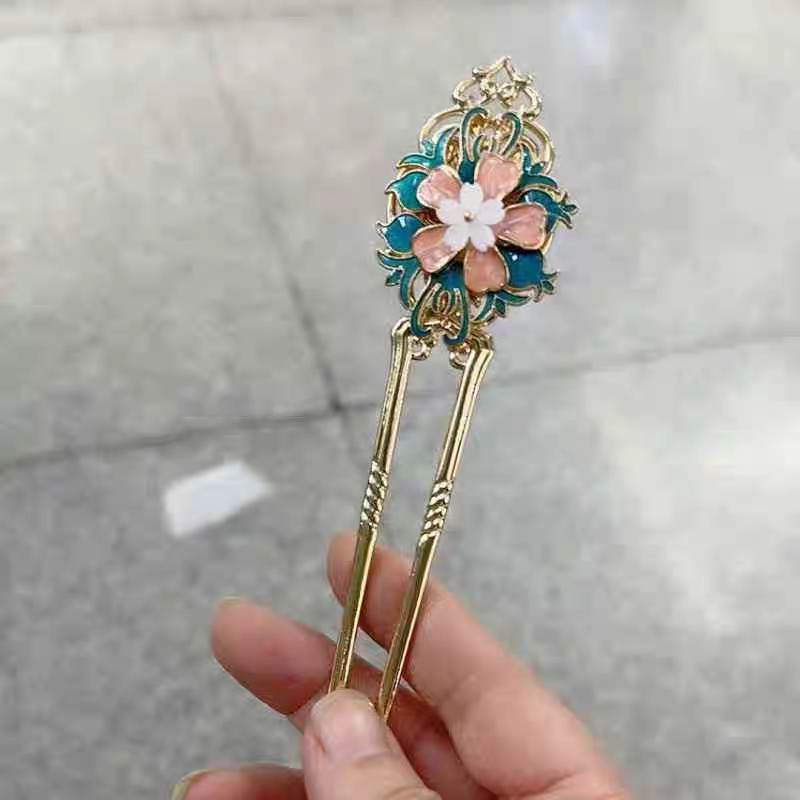 สองด ้ านโบราณโลหะ Hollow ดอกไม ้ น ้ ํามันหยด Hairpin Retro Elegant Classy Hairpin Hairpin Hairpin ราคา ถูกที่สุด ดีลบีเคเค แกลเลอรีภาพที่ 4