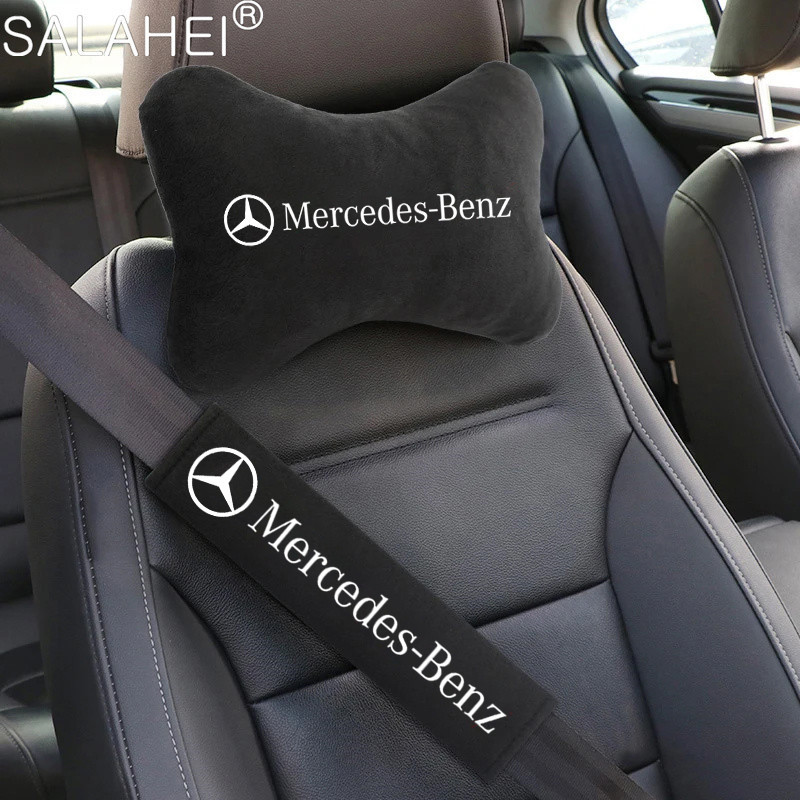 สําหรับ Mercedes Benz W204 W124 W201 W202 W212 W220 W205 GLA อุปกรณ์เสริมรถคอ Headrest หมอนเบาะรองนั่งหัวสนับสนุนคอ Protector