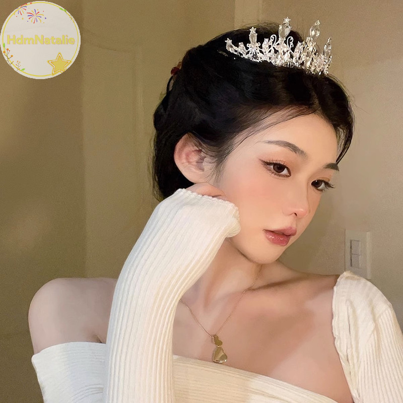Hdmnatalie 2023 ใหม ่ ผู ้ หญิงหญิงสีเงินมงกุฎ Headwear คริสตัลเกาหลี Tiara แฟชั ่ นวันเกิดชุด Rhinestone Crown อุปกรณ ์ เสริมผม TH