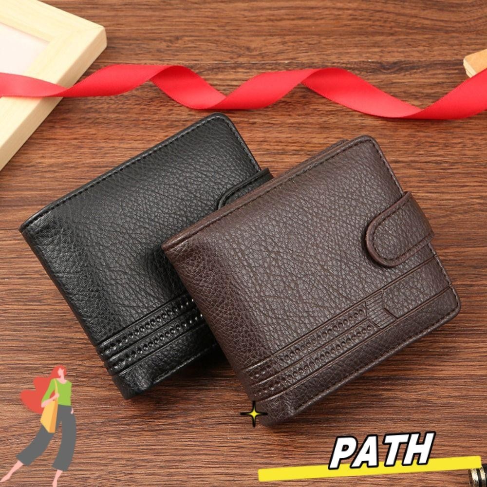 Path Coin Purse, Multi-Card Folding Mens Short Wallet, Fashion PU Leather Card Holder Men