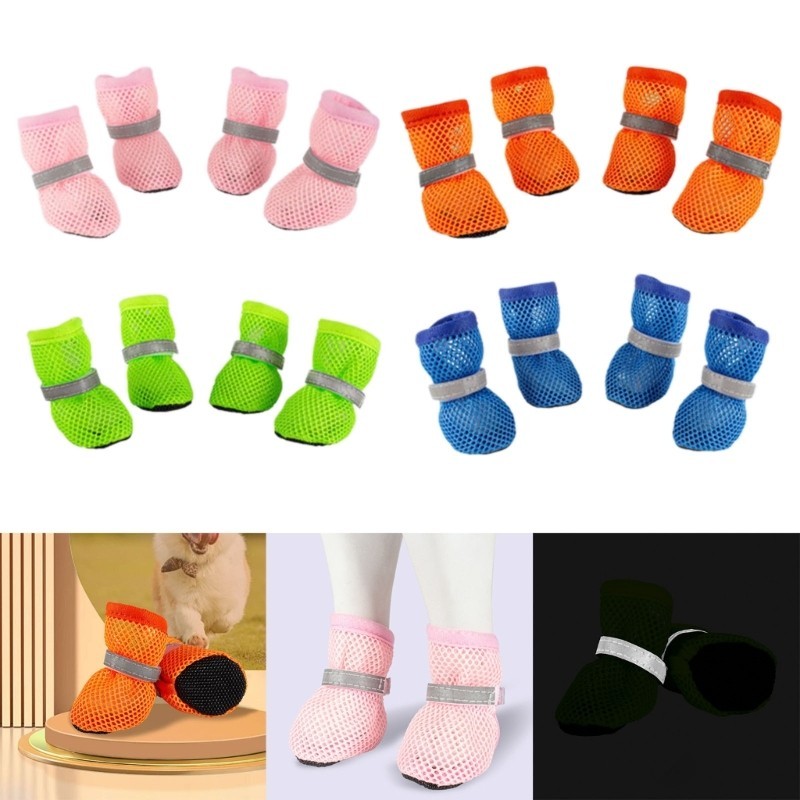 Queen Dog Shoes Protectors for Hot Weather Small Medium Dog รองเท้าสุนัขสะท้อนแสง